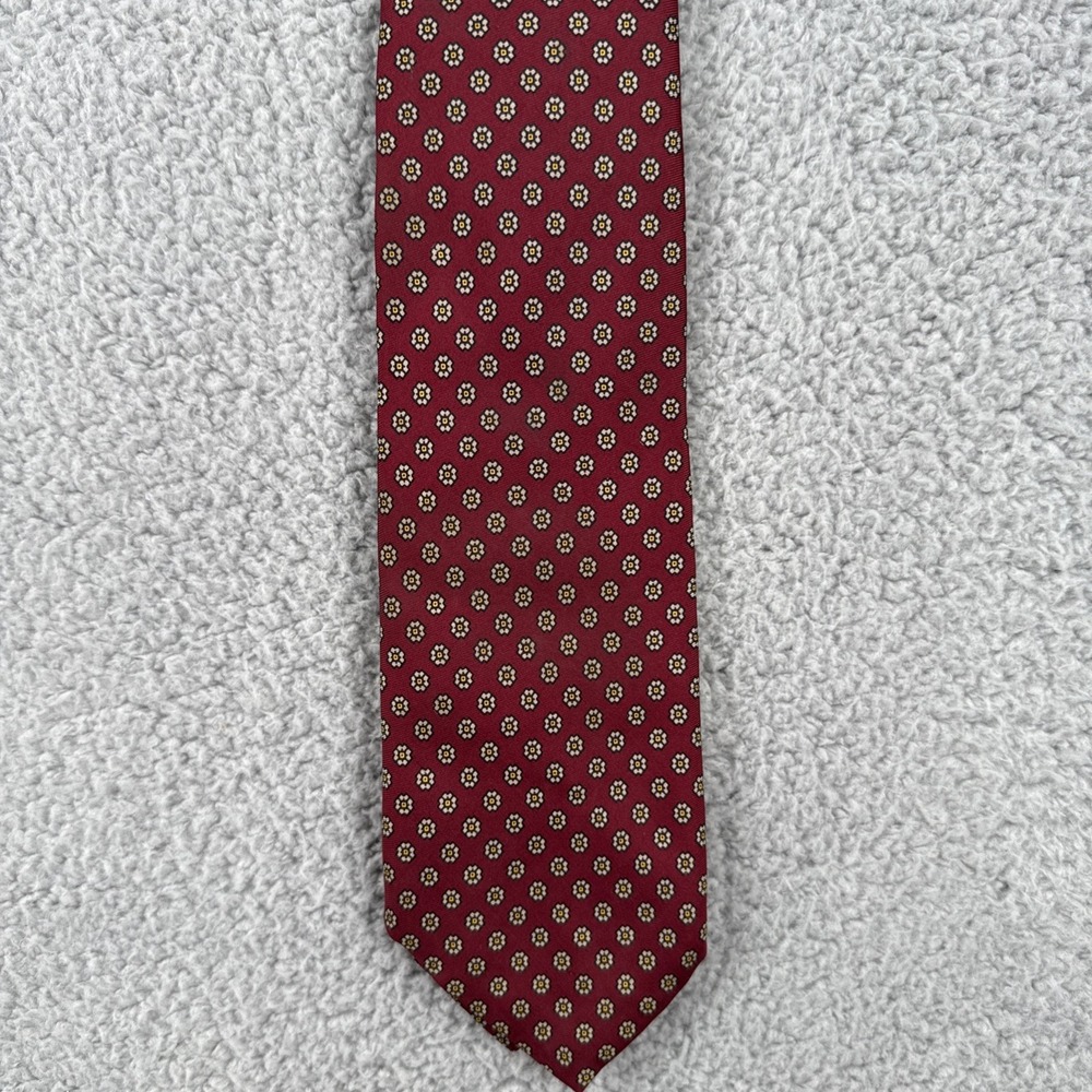 Brooks Brothers Makers Silk Necktie Mens Burgundy Floral Vintage Printed England